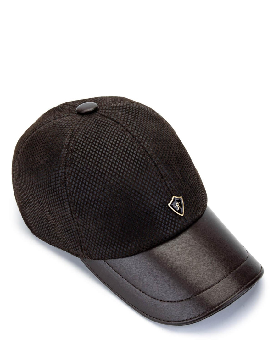 Tamer Tanca Erkek Deri & Tekstil Siyah Beyzbol Şapka