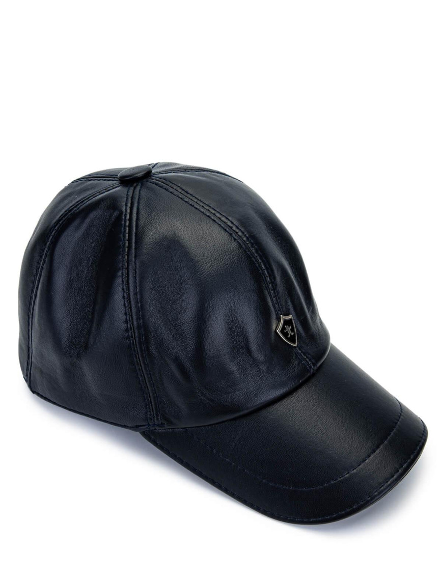 Tamer Tanca Erkek Hakiki Deri Lacivert Şapka