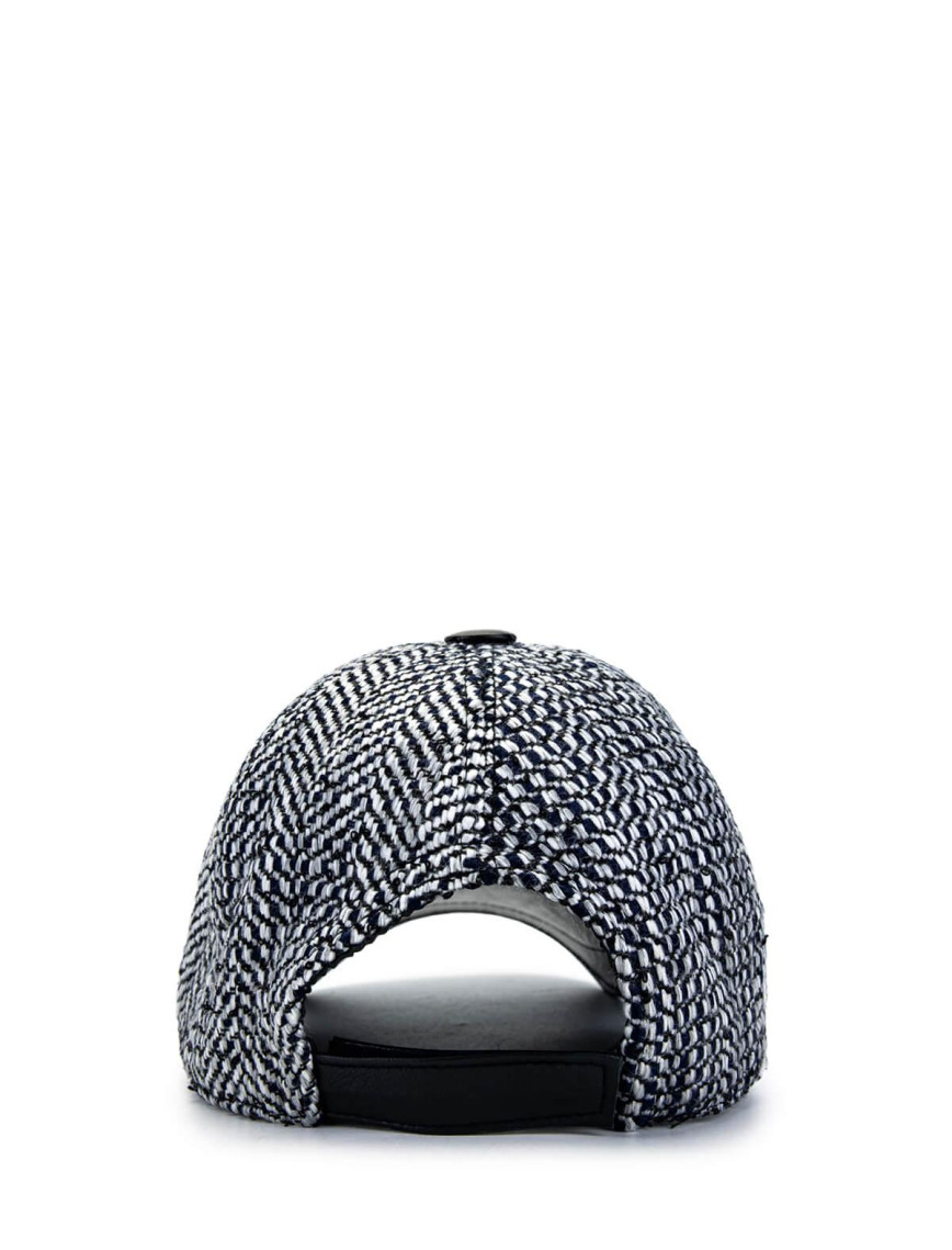 Tamer Tanca Erkek Deri & Tekstil Lacivert/Beyaz Şapka