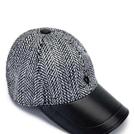 Tamer Tanca Erkek Deri & Tekstil Lacivert/Beyaz Şapka Tamer Tanca Erkek Deri & Tekstil Lacivert/Beyaz Şapka