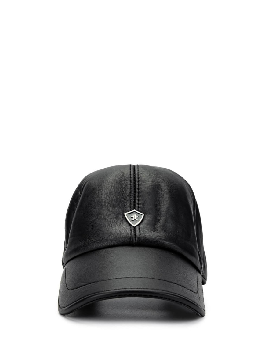 Tamer Tanca Erkek Hakiki Deri Siyah Şapka