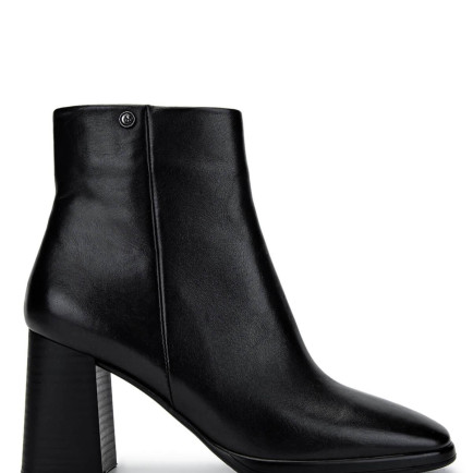 Tamer Tanca Kadın Hakiki Deri Siyah Deri Topuklu Bot