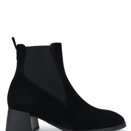 Tamer Tanca Kadın Hakiki Deri Siyah Süet Topuklu Bot