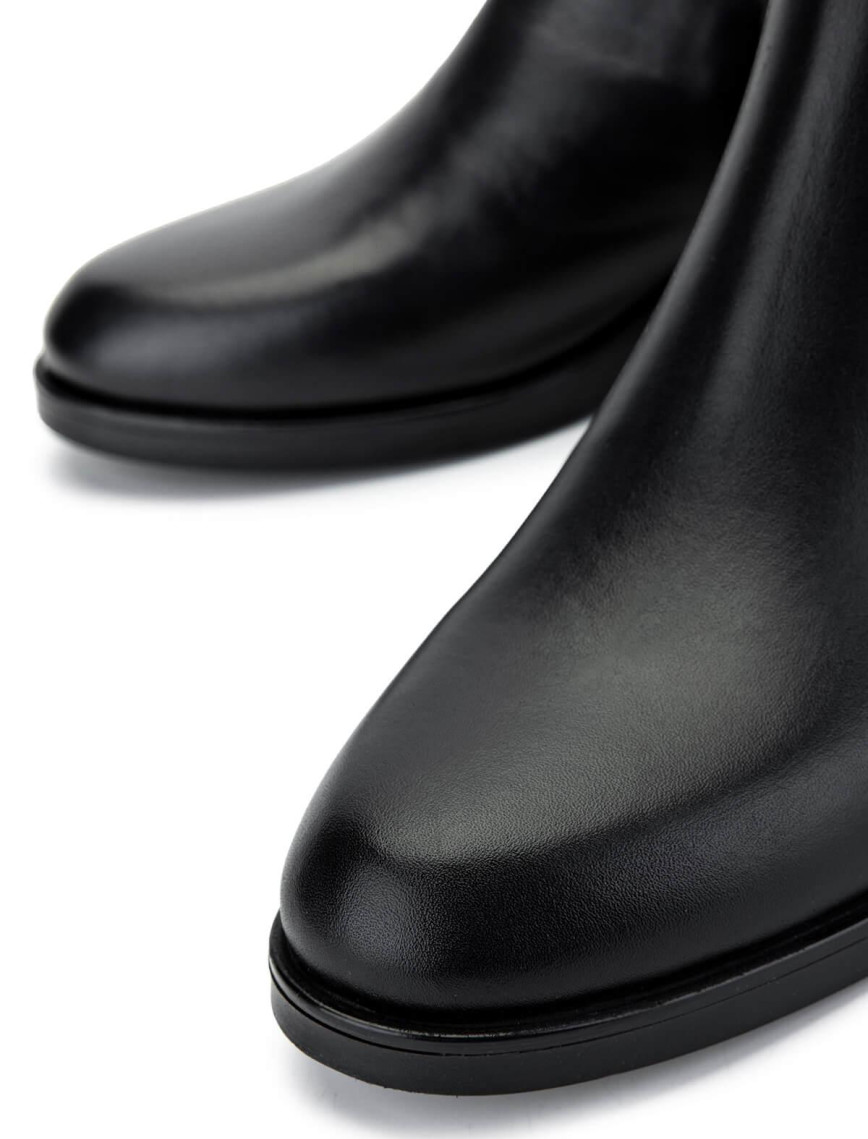 Tamer Tanca Kadın Hakiki Deri Siyah Deri Topuklu Bot