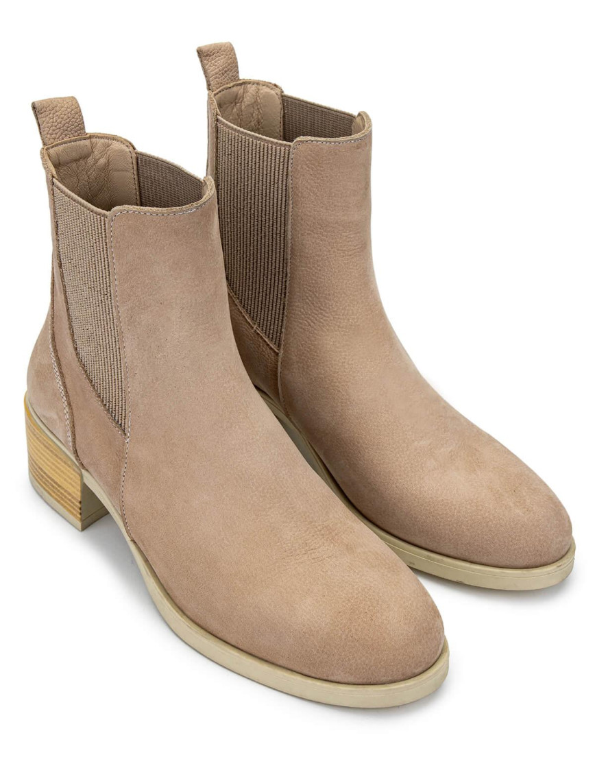 Tamer Tanca Kadın Hakiki Deri Bej Topuklu Bot