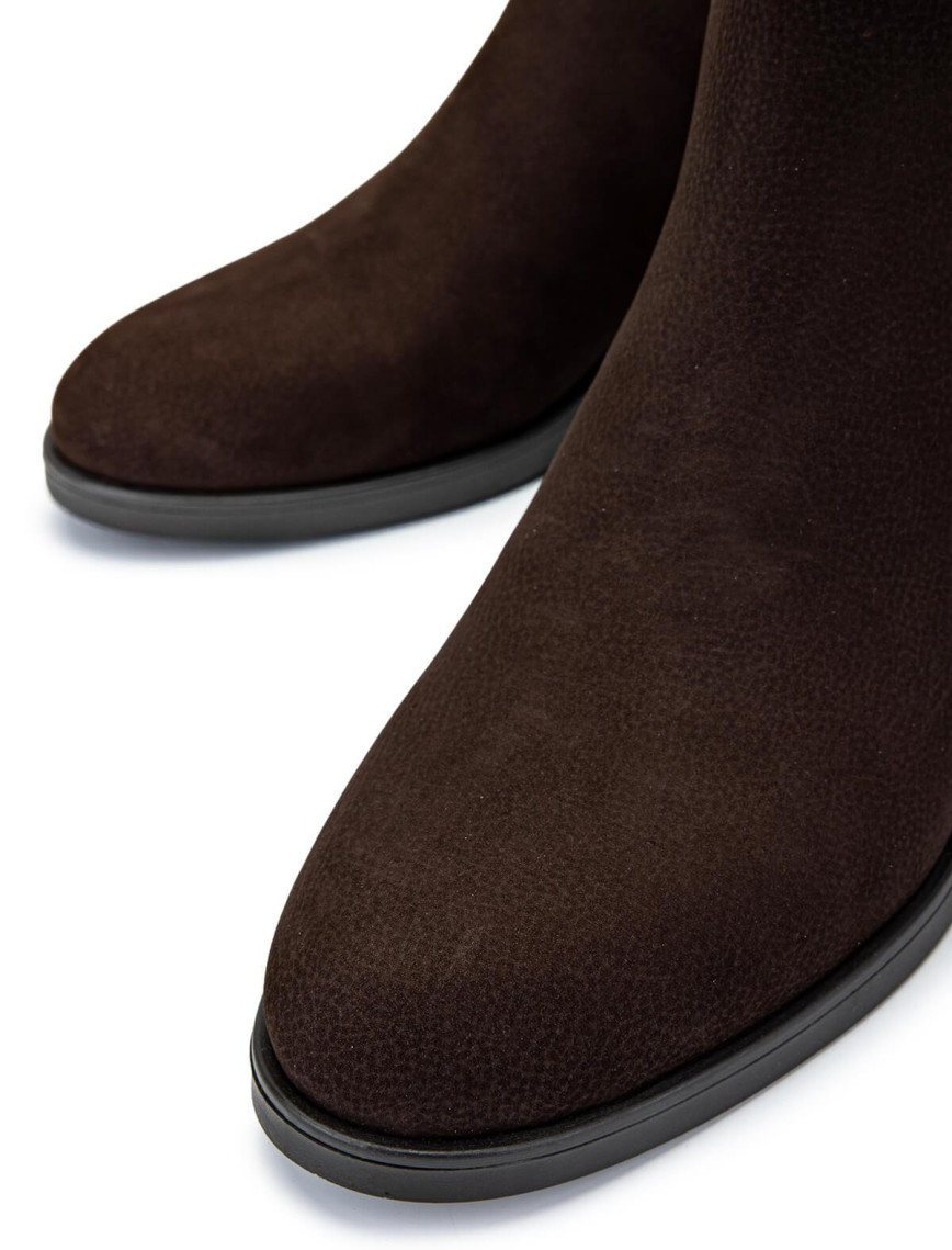 Tamer Tanca Kadın Hakiki Deri Kahverengi Nubuk Topuklu Bot