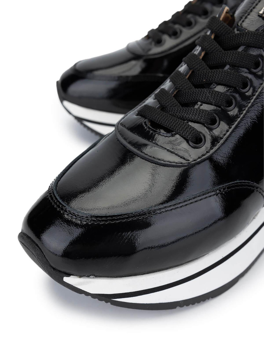 Tamer Tanca Kadın Hakiki Deri Siyah Rugan Sneakers & Spor Ayakkabı