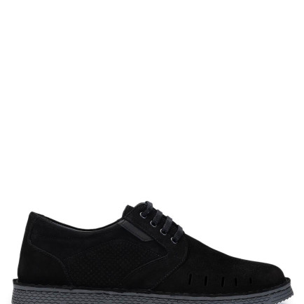 Tamer Tanca Erkek Hakiki Deri Siyah Nubuk Casual Ayakkabı