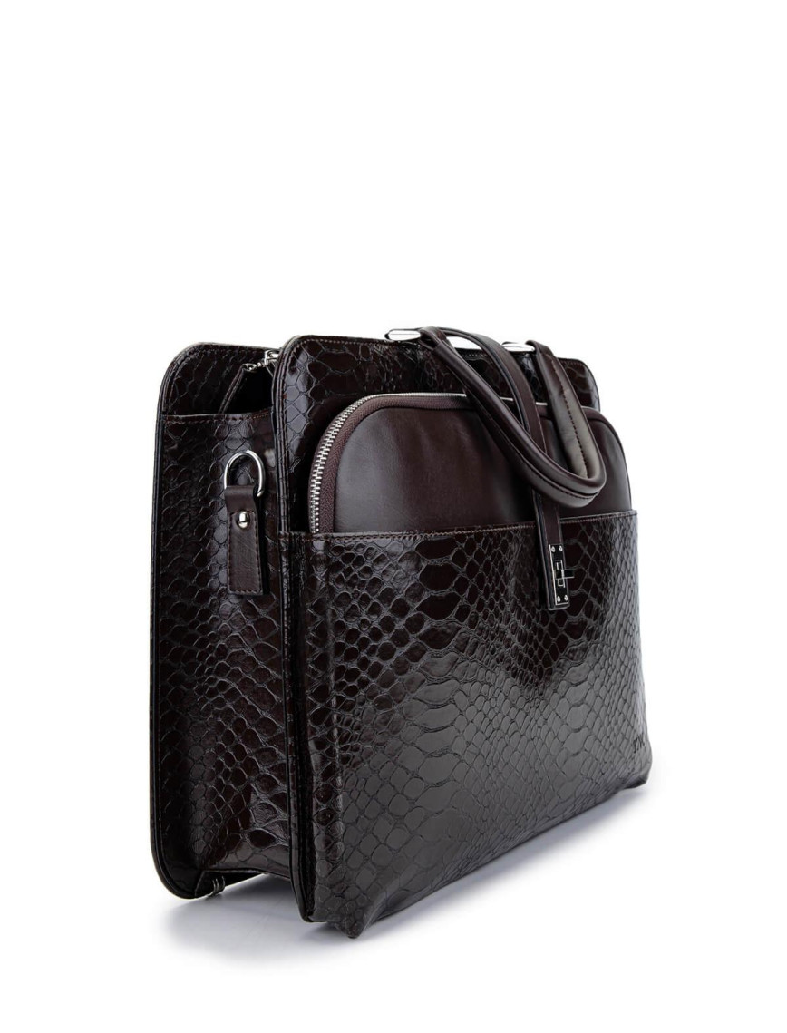 Tamer Tanca Unisex Vegan Kahverengi Kroko Evrak Çantası Tamer Tanca Unisex Vegan Kahverengi Kroko Evrak Çantası