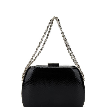 Tamer Tanca Kadın Vegan Siyah Yılan Desen Abiye Çanta