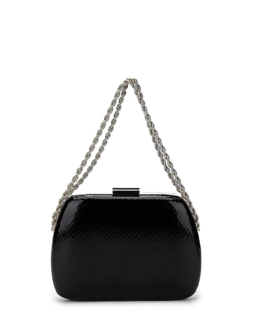 Tamer Tanca Kadın Vegan Siyah Yılan Desen Abiye Çanta Tamer Tanca Kadın Vegan Siyah Yılan Desen Abiye Çanta