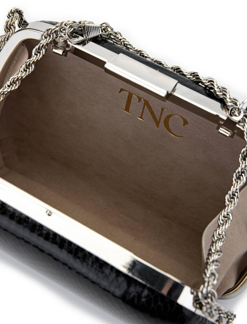 Tamer Tanca Kadın Vegan Siyah Yılan Desen Abiye Çanta Tamer Tanca Kadın Vegan Siyah Yılan Desen Abiye Çanta