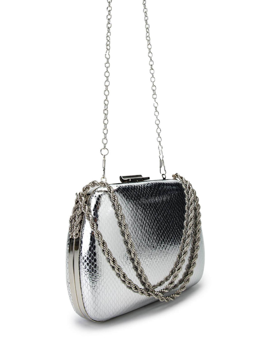 Tamer Tanca Kadın Vegan Gümüş Abiye Çanta Tamer Tanca Kadın Vegan Gümüş Abiye Çanta