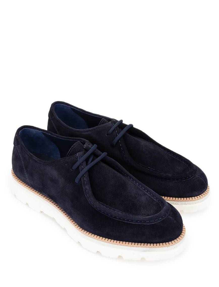 Tamer Tanca Erkek Hakiki Deri Lacivert Süet Casual Ayakkabı