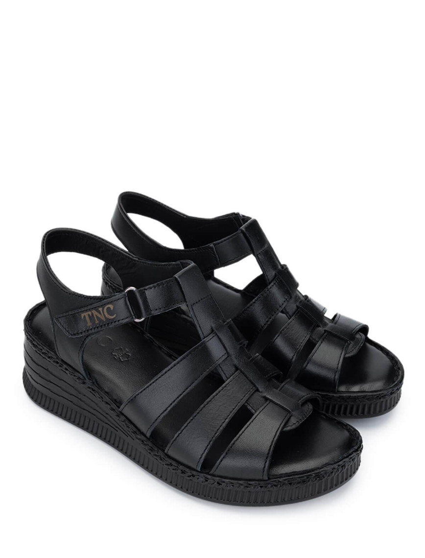 Tamer Tanca Kadın Hakiki Deri Siyah Deri Comfort Sandalet Tamer Tanca Kadın Hakiki Deri Siyah Deri Comfort Sandalet