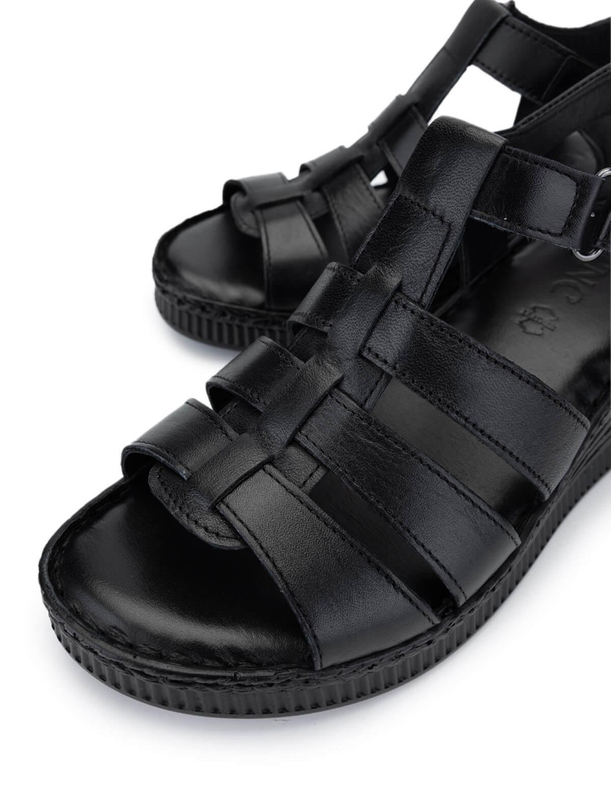 Tamer Tanca Kadın Hakiki Deri Siyah Deri Comfort Sandalet Tamer Tanca Kadın Hakiki Deri Siyah Deri Comfort Sandalet