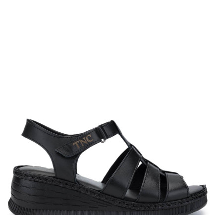 Tamer Tanca Kadın Hakiki Deri Siyah Deri Comfort Sandalet Tamer Tanca Kadın Hakiki Deri Siyah Deri Comfort Sandalet