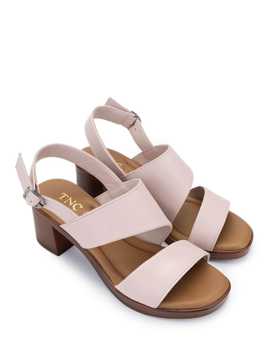 Tamer Tanca Kadın Hakiki Deri Pudra Topuklu Sandalet
