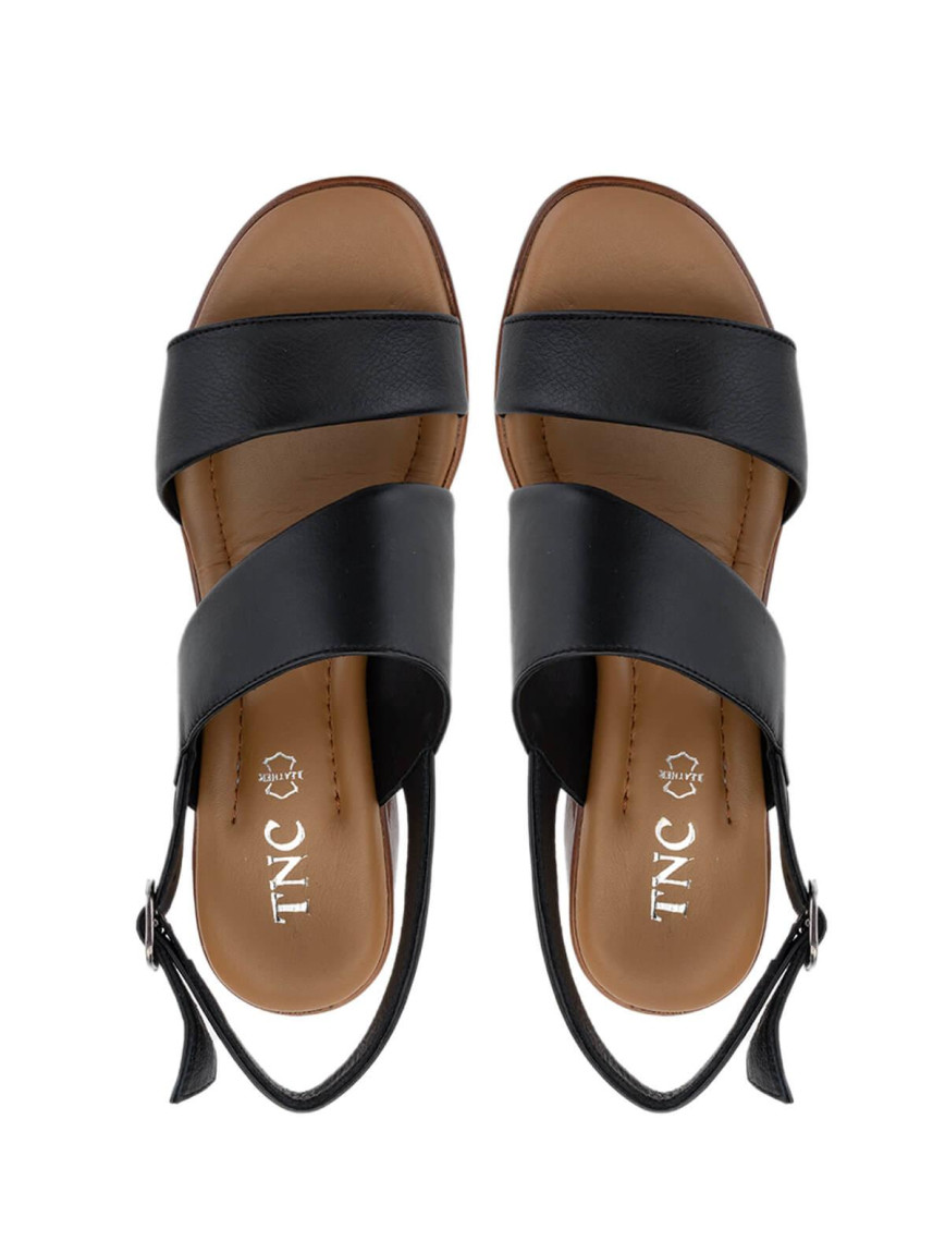 Tamer Tanca Kadın Hakiki Deri Siyah Deri Topuklu Sandalet