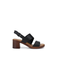 Tamer Tanca Kadın Hakiki Deri Siyah Deri Topuklu Sandalet