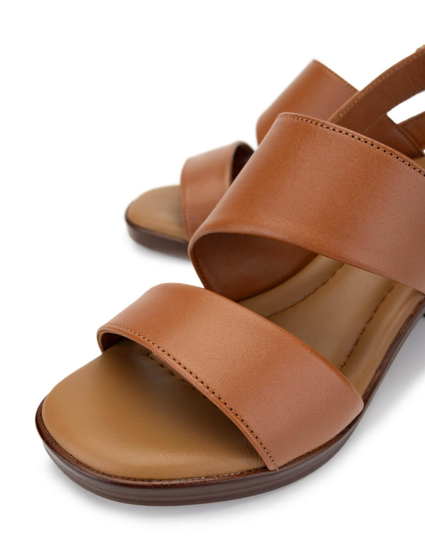 Tamer Tanca Kadın Hakiki Deri Taba Deri Topuklu Sandalet