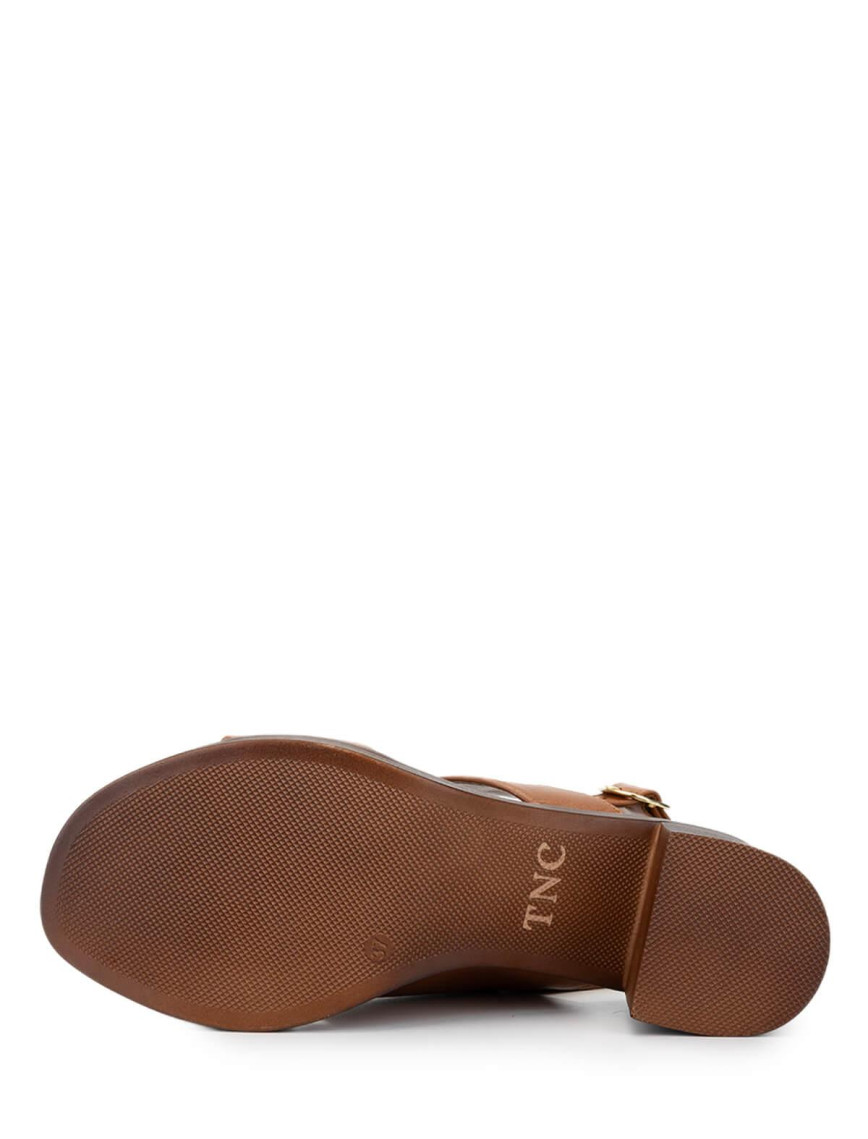 Tamer Tanca Kadın Hakiki Deri Taba Deri Topuklu Sandalet