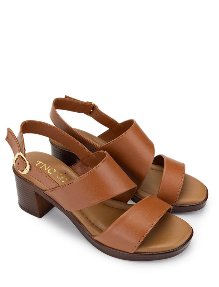 Tamer Tanca Kadın Hakiki Deri Taba Deri Topuklu Sandalet