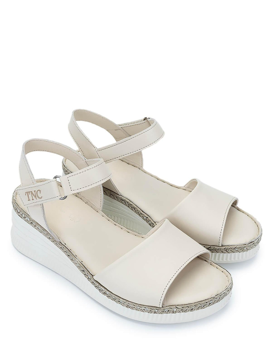 Tamer Tanca Kadın Hakiki Deri Bej Comfort Sandalet