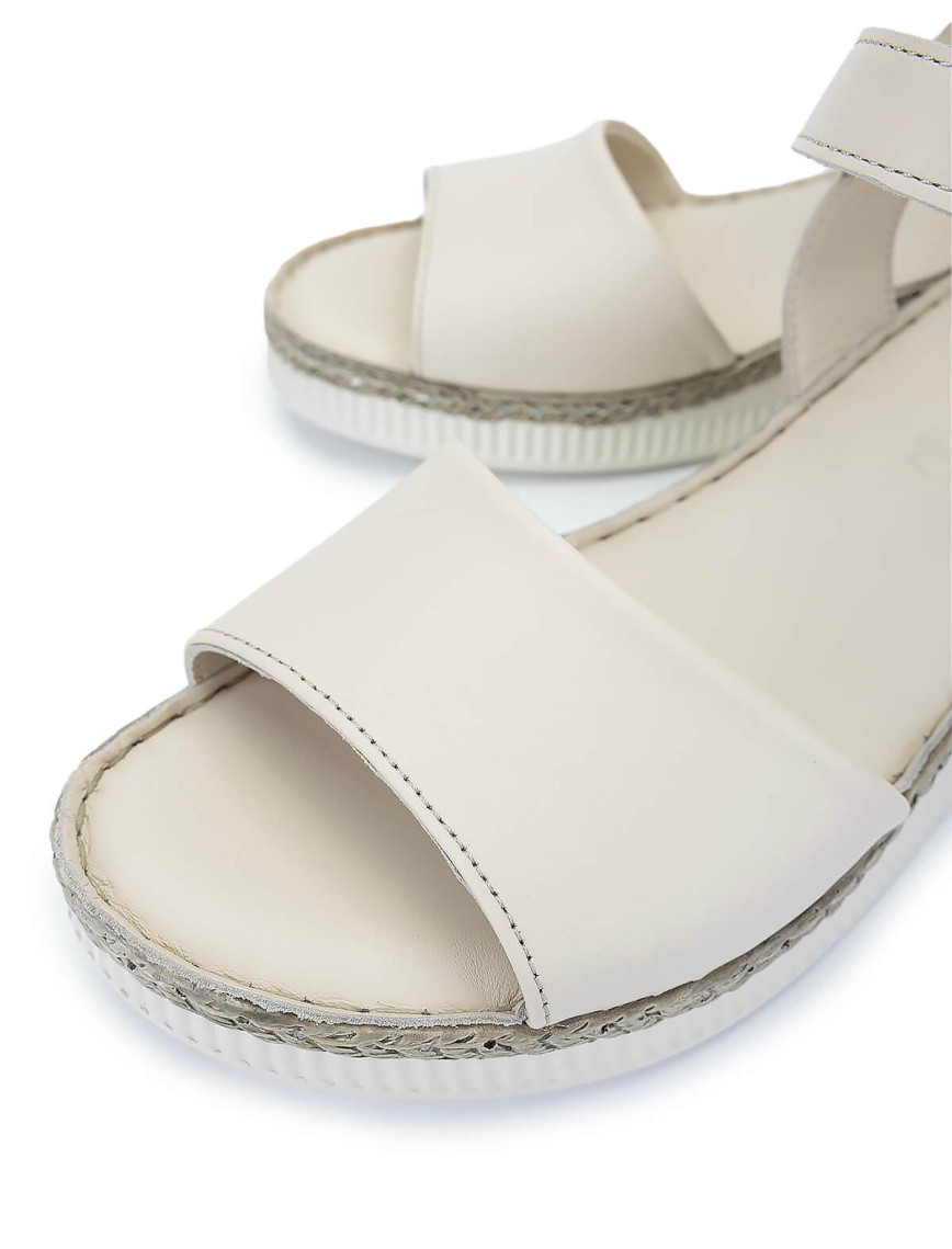 Tamer Tanca Kadın Hakiki Deri Bej Comfort Sandalet