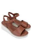 Tamer Tanca Kadın Hakiki Deri Taba Comfort Sandalet