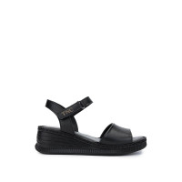 Tamer Tanca Kadın Hakiki Deri Siyah Deri Comfort Sandalet