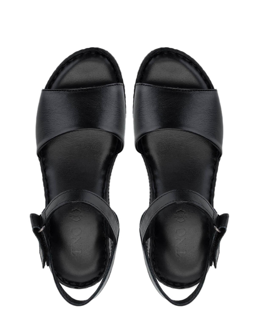 Tamer Tanca Kadın Hakiki Deri Siyah Deri Comfort Sandalet