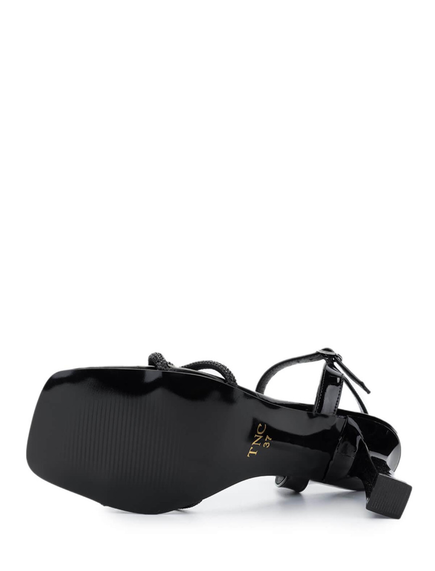 Tamer Tanca Kadın Vegan Siyah Rugan Topuklu Ayakkabı