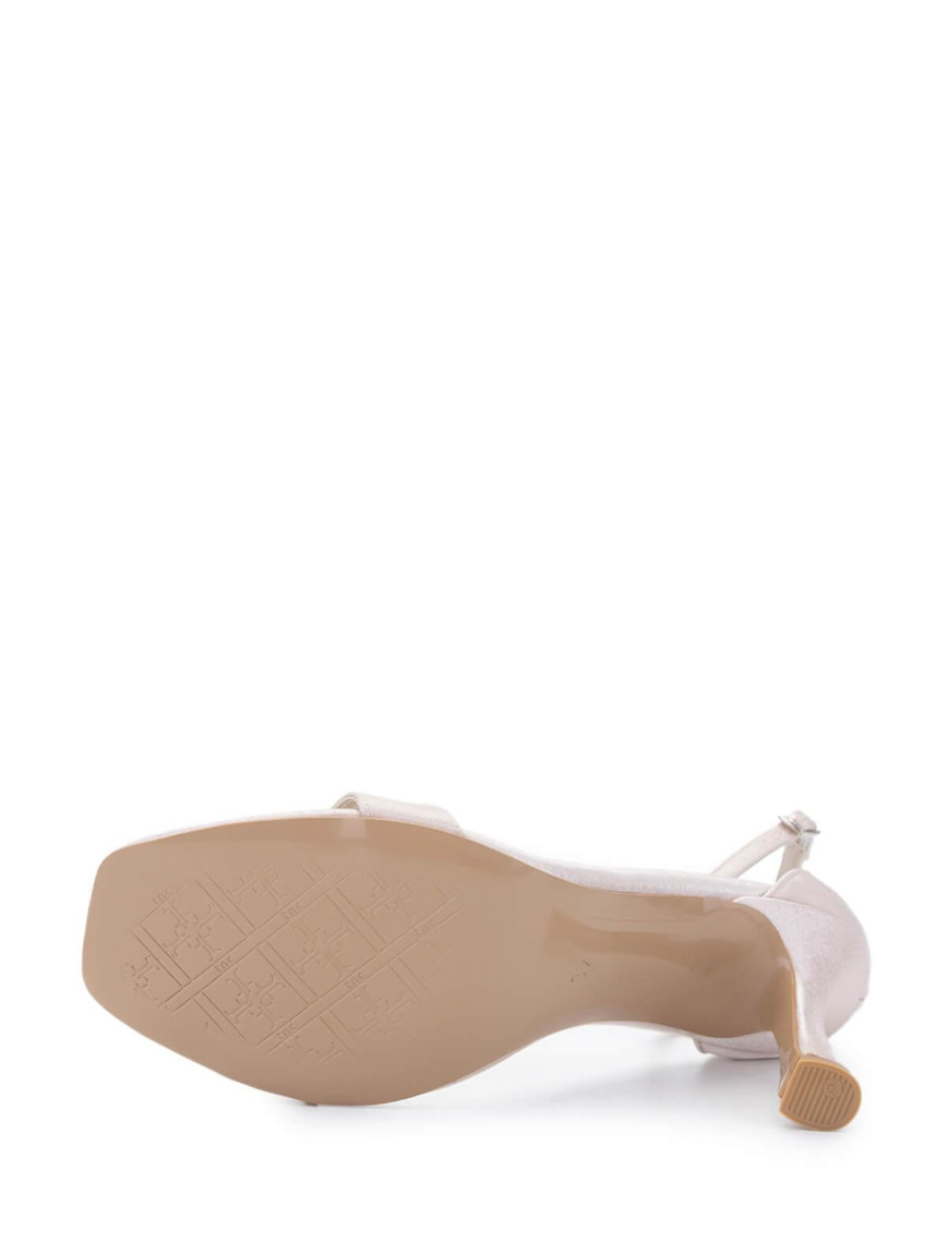 Tamer Tanca Kadın Vegan Bej Saten Topuklu Ayakkabı