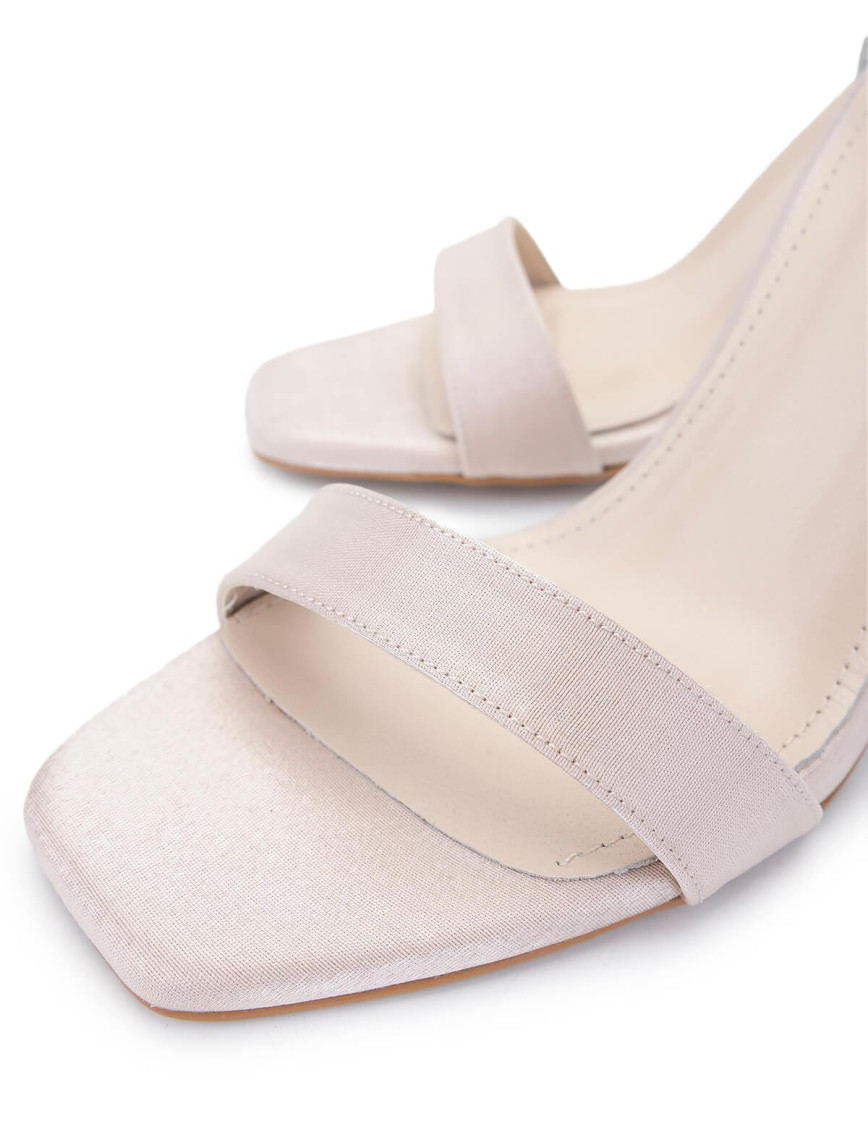 Tamer Tanca Kadın Vegan Bej Saten Topuklu Ayakkabı