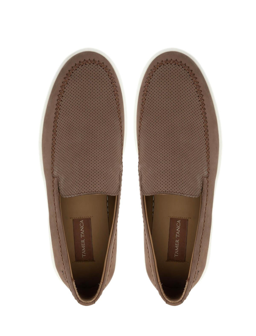Tamer Tanca Erkek Hakiki Deri Kahverengi Loafer Ayakkabı