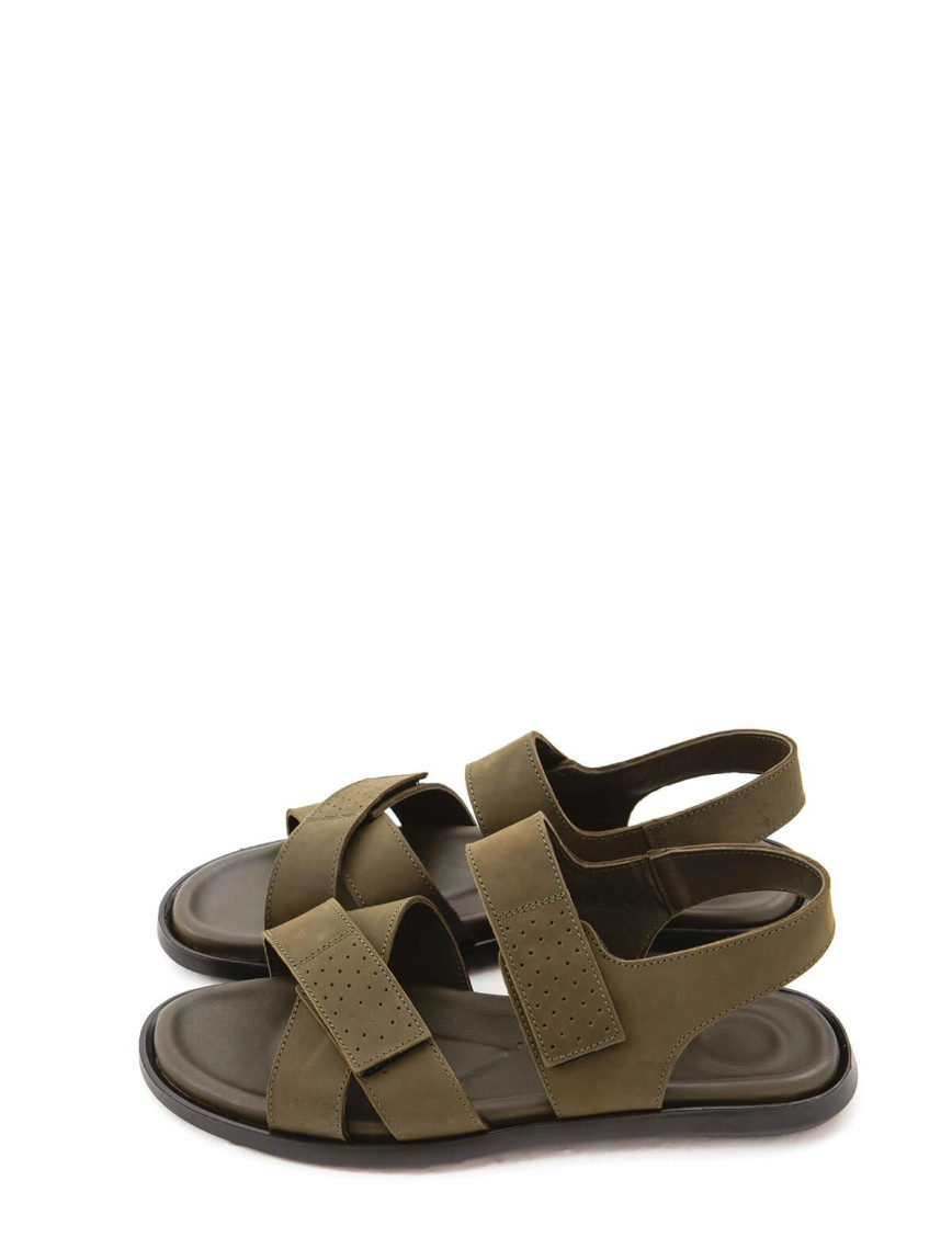 Tamer Tanca Erkek Hakiki Deri Haki Crazy Günlük Sandalet