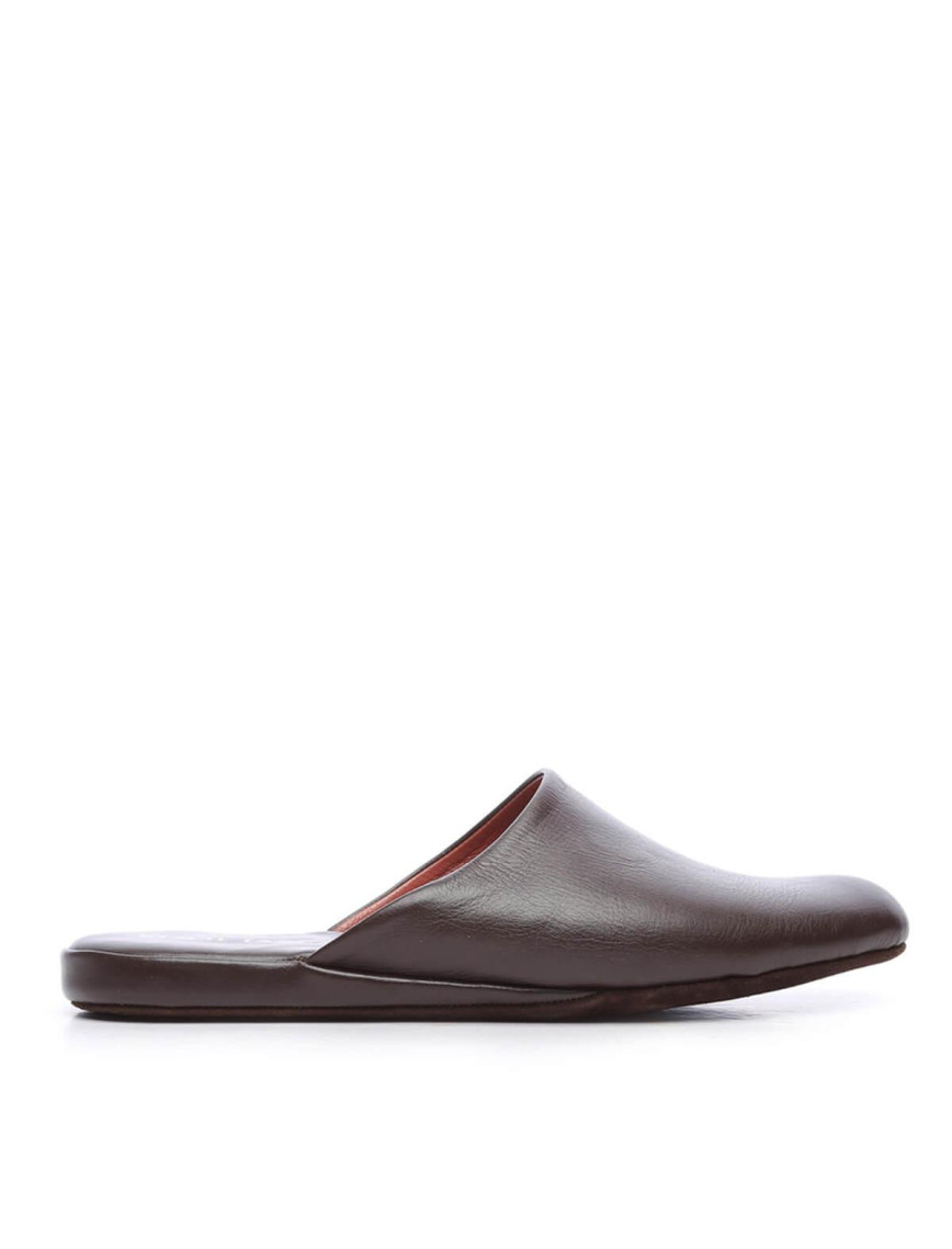 Tamer Tanca Erkek Hakiki Deri Lacivert Ev Terliği Terlik