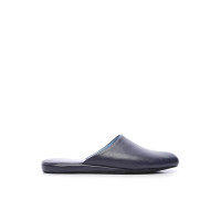 Tamer Tanca Erkek Hakiki Deri Lacivert Ev Terliği Terlik