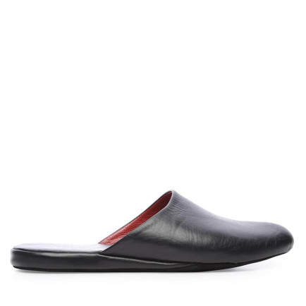 Tamer Tanca Erkek Hakiki Deri Siyah Deri Ev Terliği Terlik