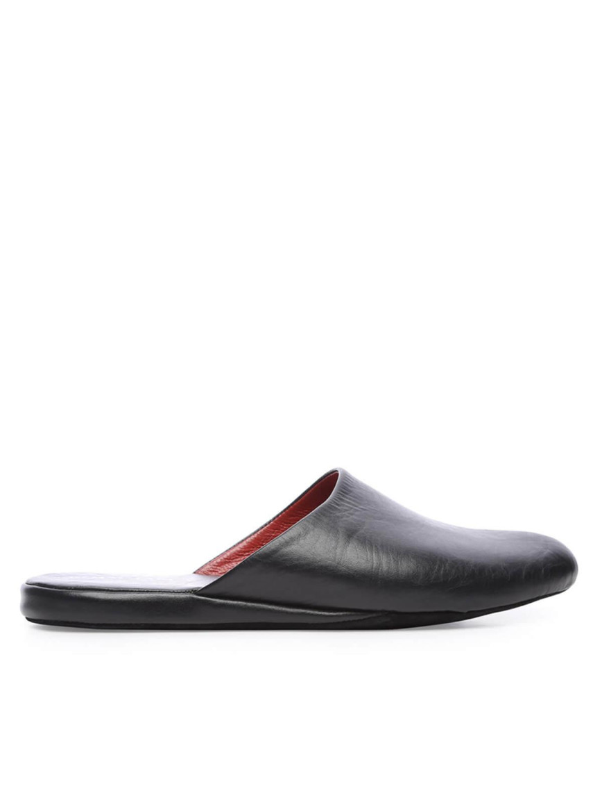 Tamer Tanca Erkek Hakiki Deri Lacivert Ev Terliği Terlik