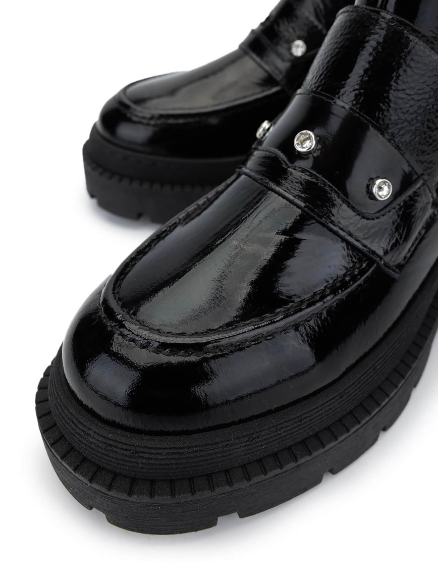 Tamer Tanca Kadın Hakiki Deri Siyah Rugan Casual Bot Tamer Tanca Kadın Hakiki Deri Siyah Rugan Casual Bot