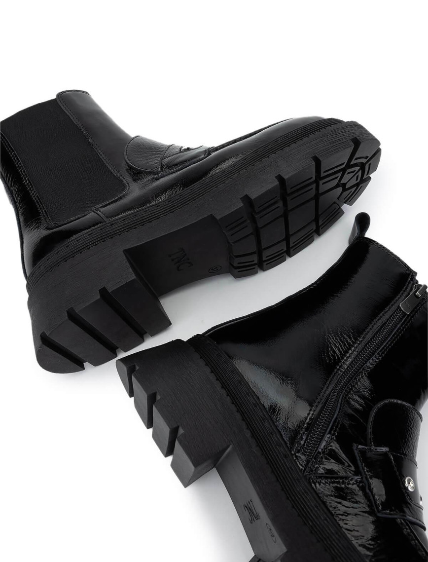 Tamer Tanca Kadın Hakiki Deri Siyah Rugan Casual Bot Tamer Tanca Kadın Hakiki Deri Siyah Rugan Casual Bot