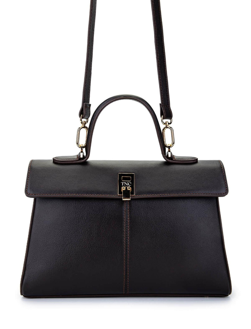 Tamer Tanca Kadın Hakiki Deri Siyah Deri El Çantası