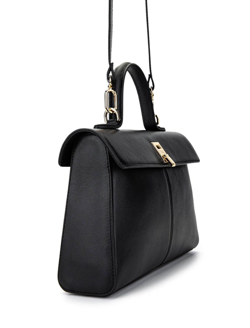 Tamer Tanca Kadın Hakiki Deri Siyah Deri El Çantası