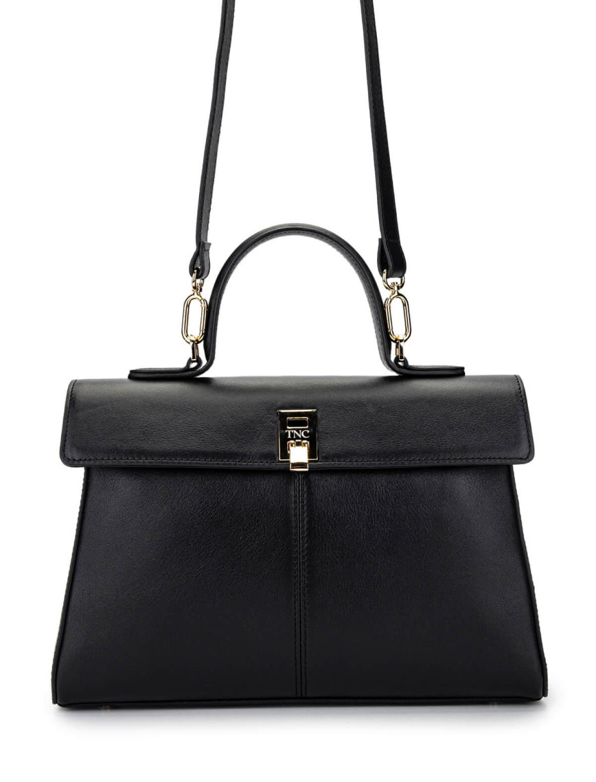 Tamer Tanca Kadın Hakiki Deri Siyah Deri El Çantası