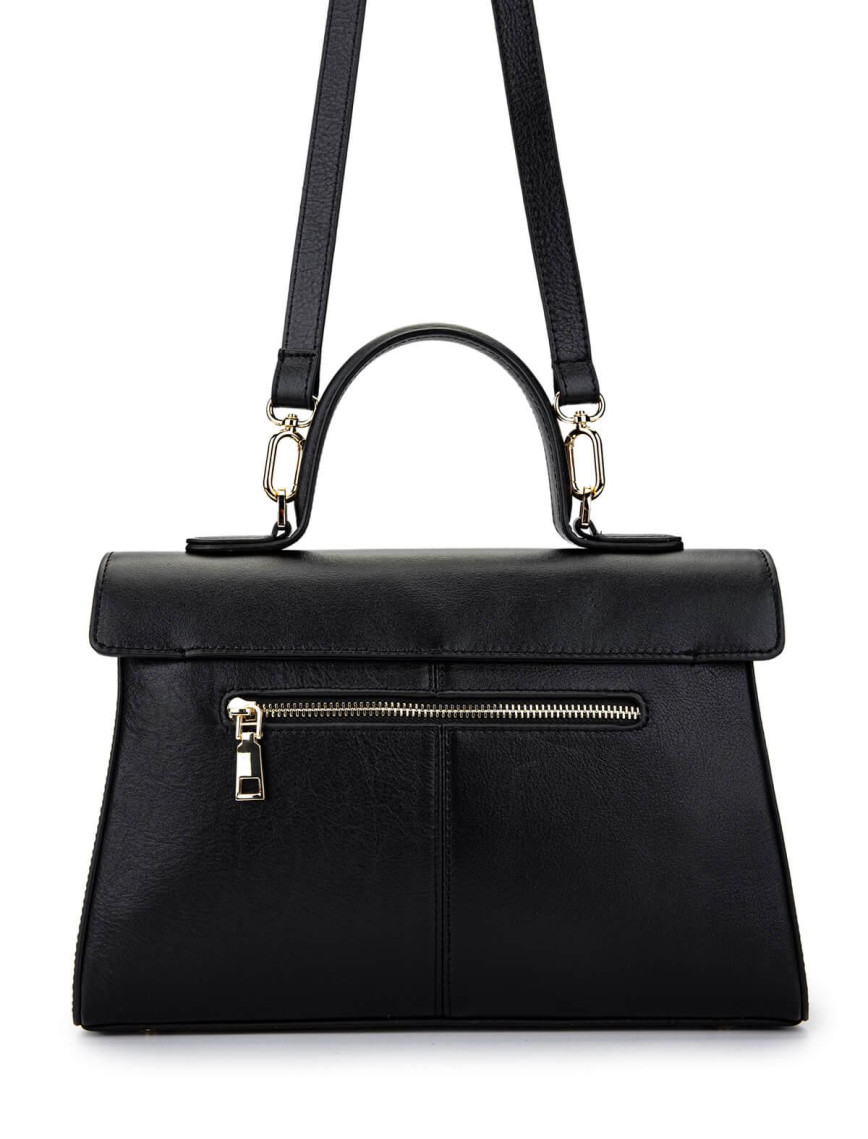 Tamer Tanca Kadın Hakiki Deri Siyah Deri El Çantası