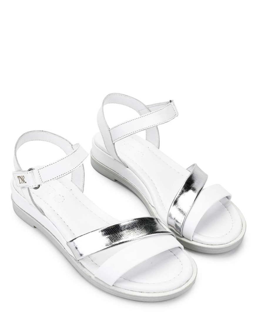 Tamer Tanca Kadın Hakiki Deri Beyaz/Lame Topuklu Sandalet Tamer Tanca Kadın Hakiki Deri Beyaz/Lame Topuklu Sandalet