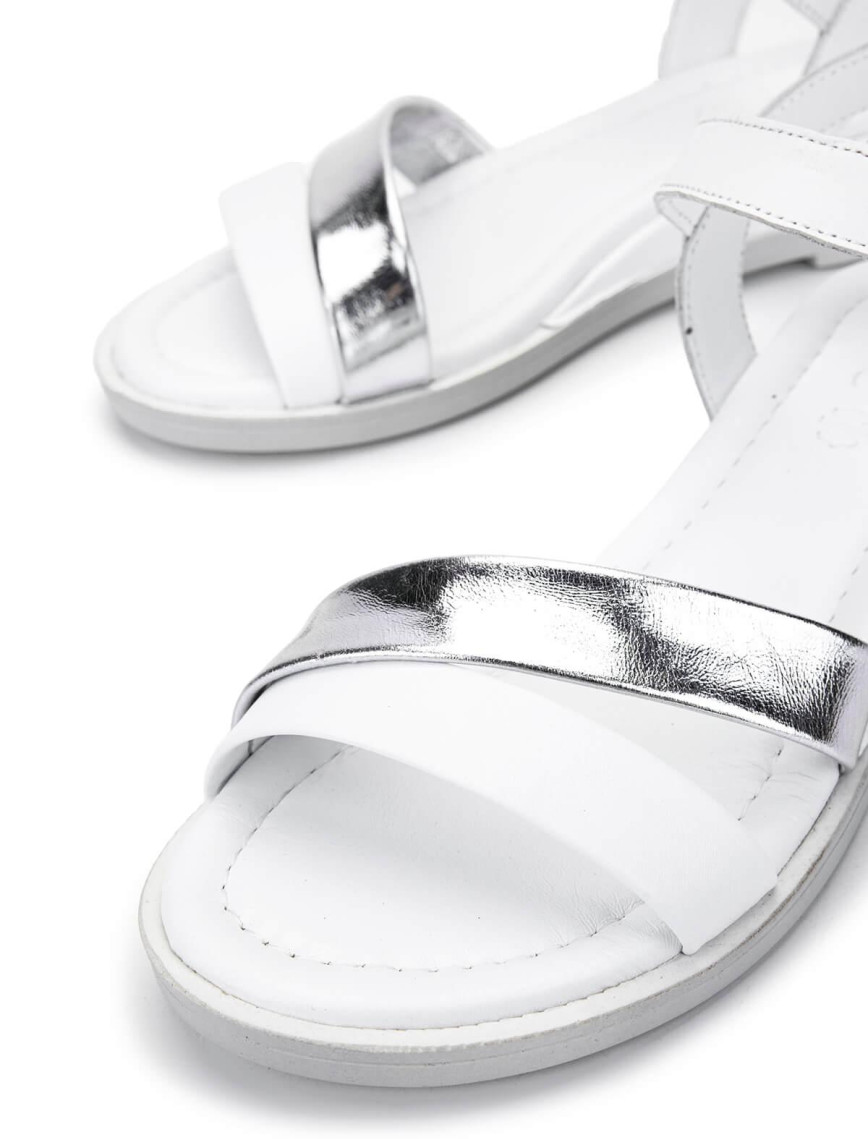 Tamer Tanca Kadın Hakiki Deri Beyaz/Lame Topuklu Sandalet Tamer Tanca Kadın Hakiki Deri Beyaz/Lame Topuklu Sandalet