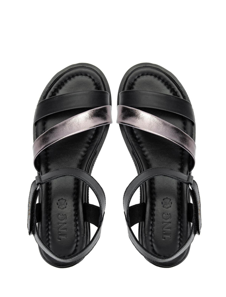 Tamer Tanca Kadın Hakiki Deri Siyah/Antrasit Topuklu Sandalet Tamer Tanca Kadın Hakiki Deri Siyah/Antrasit Topuklu Sandalet